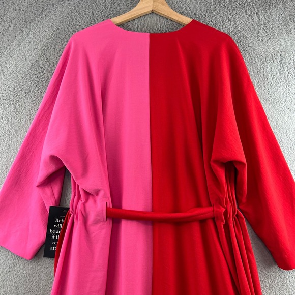 NWT Tuckernuck India Hicks Maxi Dress Womens M  Red Pink Colorblock Belted - Picture 4 of 13
